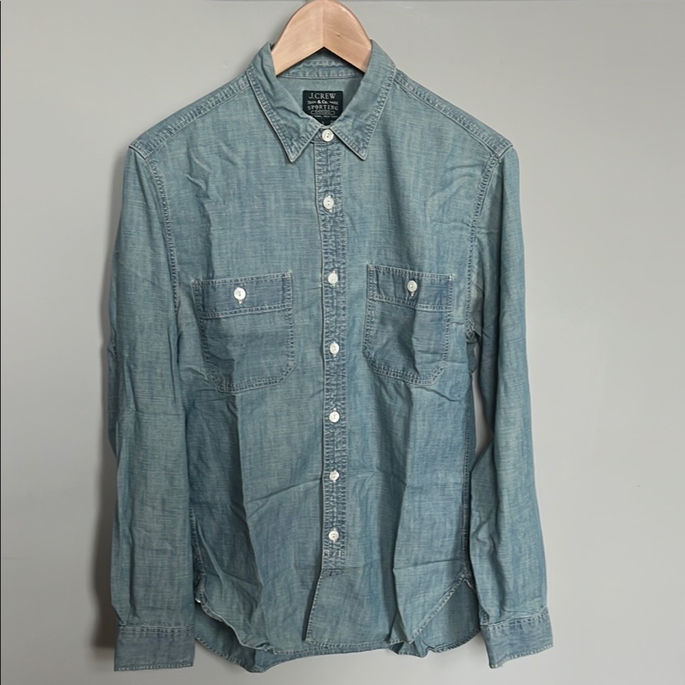 J. Crew Blue Casual Button Down Shirt with Relaxed Fit